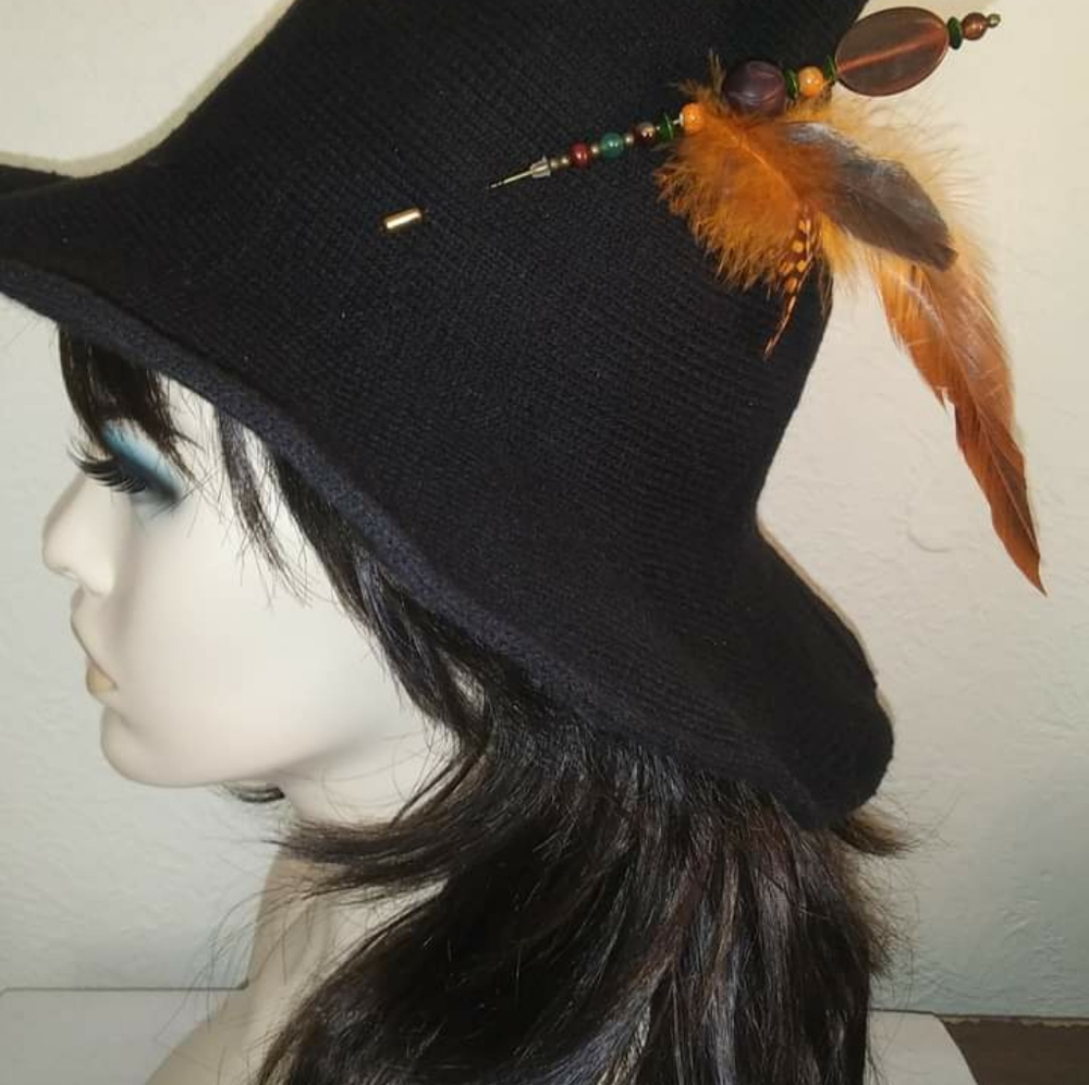 Hand Carved Animal Horn Hat Pin, Witch Hat Pin, Fedora, Top Hat, Formal Hatpin